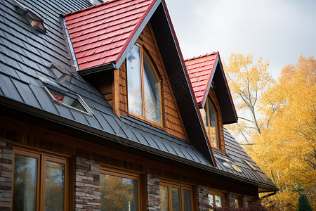 红瓦片红瓦青砖的屋顶背景