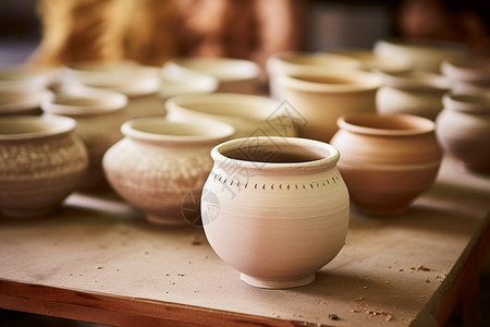 手工制作的陶器背景图片