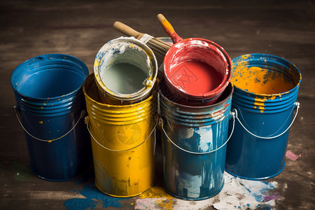 彩色的油漆桶背景图片