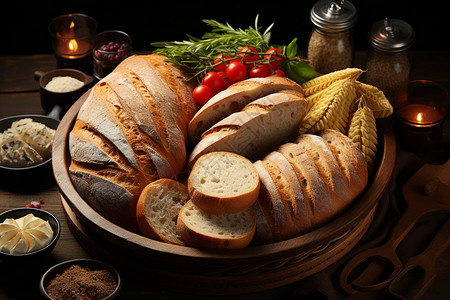 法式长棍面包长棍面包和面包片背景