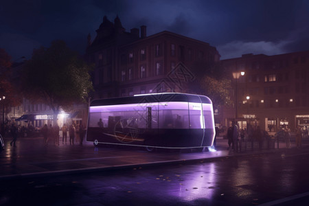 城市广场上的未来汽车背景图片