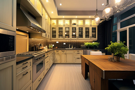 现代北欧风厨房装潢背景图片