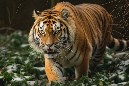 老虎捕猎丛林中威猛的老虎背景