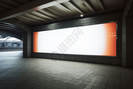地铁宣传图城市桥下的大型广告牌背景