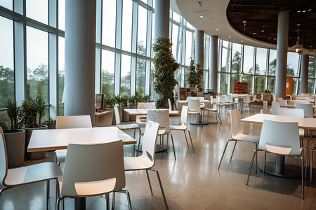 现代办公大楼中的员工餐厅背景图片