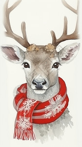 鹿戴着围巾的麋鹿背景图片