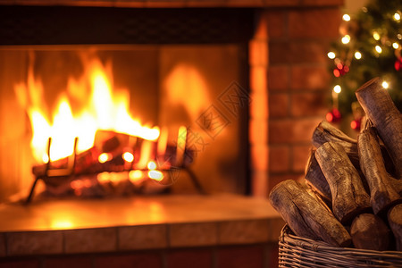 圣诞节发光的壁炉背景图片