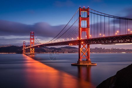 红色的跨海大桥高清图片