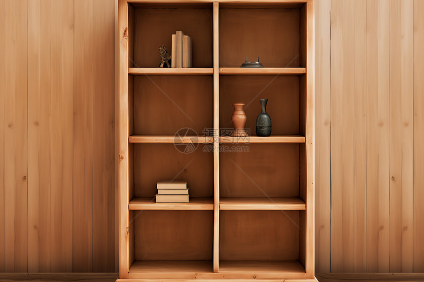 放置书本的木柜图片