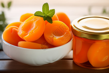 黄桃罐头美味杏子酱高清图片