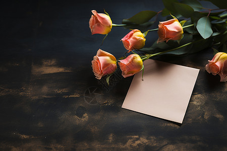 美丽的花束与表白卡片图片