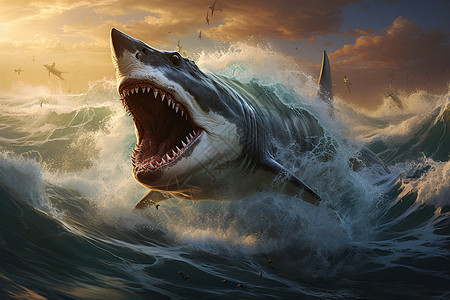 出现特效深海猎影里出现的巨齿鲨插画