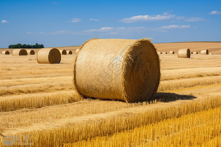 小麦卷农村里的草卷背景