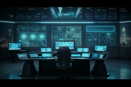 控制室制服虚拟设备的控制中心设计图片