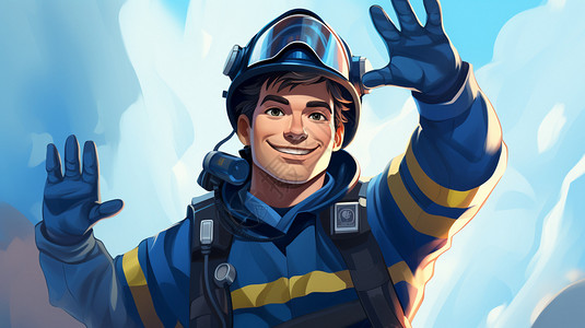 蓝色消防员训练服背景图片