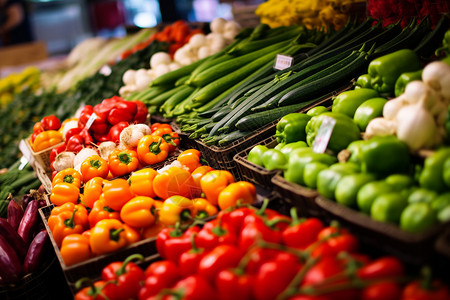 市场摊位上的新鲜蔬果图片