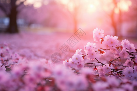 春季公园中盛开的樱花图片