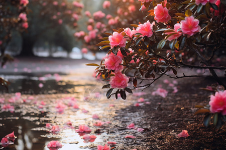 美丽的山茶花花朵背景图片