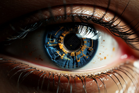 未来派机械眼睛扫描背景图片