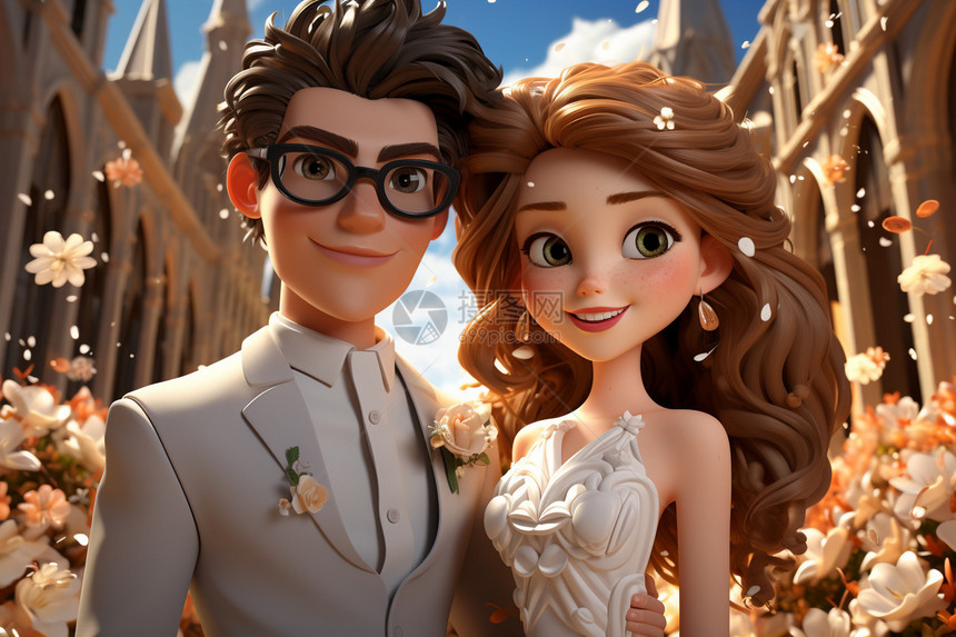 3D浪漫的户外婚礼图片