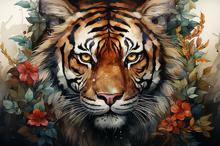 创意艺术的老虎插图图片