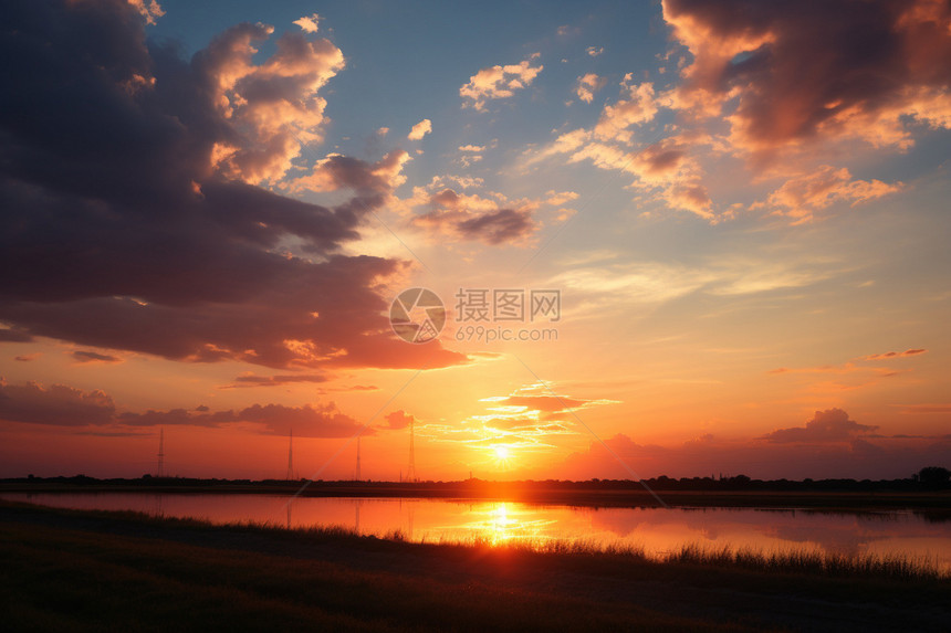 日出乡间的美丽景观图片