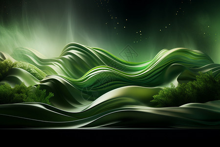 抽象绿色波浪概念图背景图片