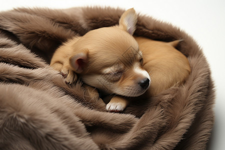 小狗在毯子上睡觉图片