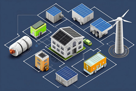 工厂概念图未来派可持续能源概念图插画