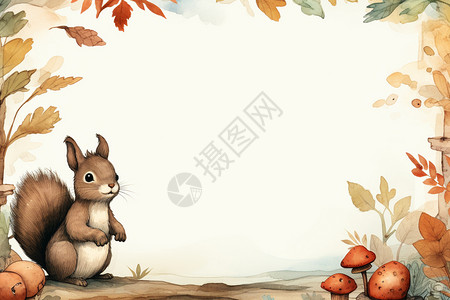 创意动物边框卡通松鼠森林动物边框插画
