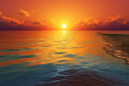 宁静夏天夕阳之下的海洋设计图片