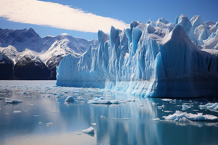 巍峨冰川与蔚蓝湖水图片