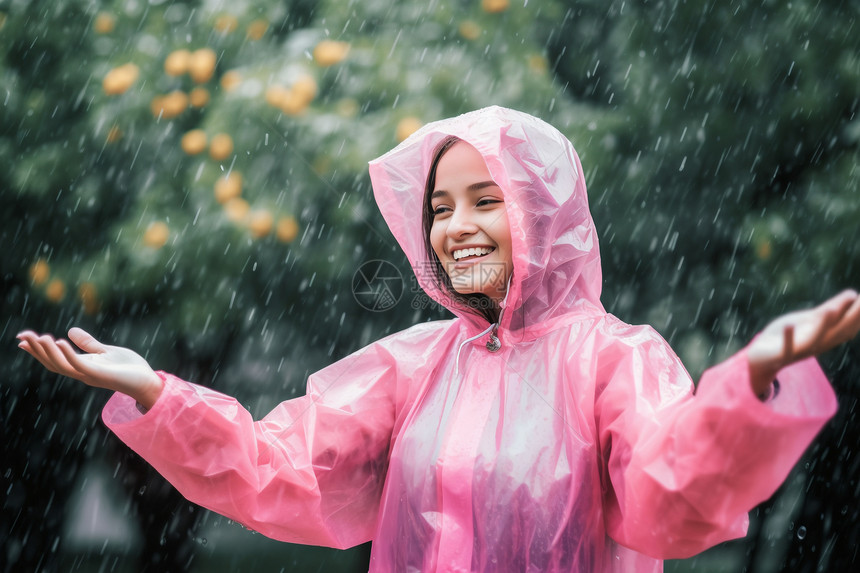 美丽的雨中女士图片