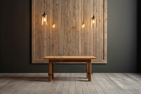 木质长桌木制背景墙前面的长桌背景
