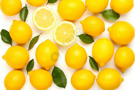 清新的黄色柠檬背景图片