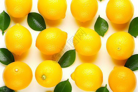 一整排黄色的柠檬背景图片