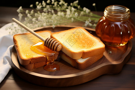 美味的蜂蜜烤面包图片