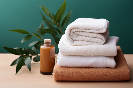 家庭洗护毛巾和天然洗护用品背景