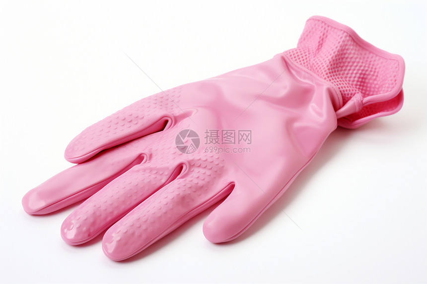 粉色手套在白色背景上图片