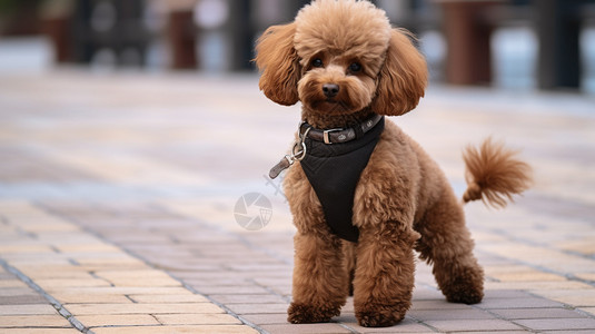 街头的泰迪狗狗胸背高清图片