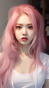 粉色头发女生背景图片