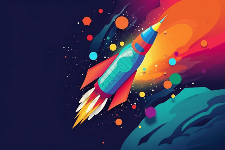 艺术抽象风格火箭飞翔背景图片