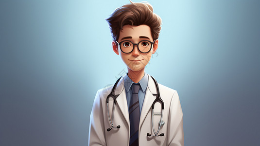 卡通男性卡通风格的医生正面设计图片
