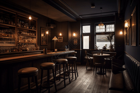 木质复古酒吧吧台背景图片