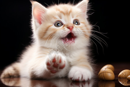 猫咪跳跃一只小猫咪举起爪子背景