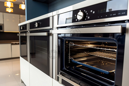 一体式厨房智能的厨房一体式烤箱背景