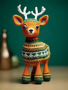 可爱手绘小鹿创意手工针织小鹿背景