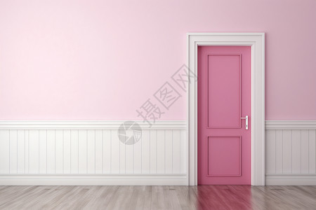 当代艺术馆粉色房间的门设计图片