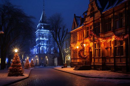 冬日城市夜景图片