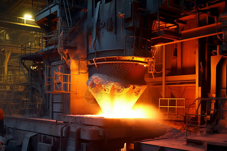 工业炼铁厂的熔炉高清图片